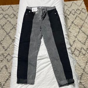 Adika half black half gray straight leg jeans